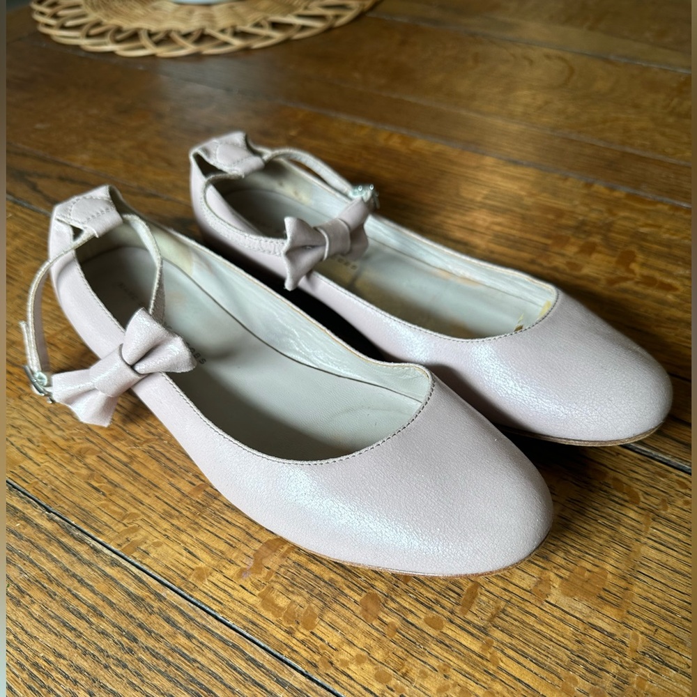 Marc Jacob’s leather blush pink bow flat shoes size 10 1/2